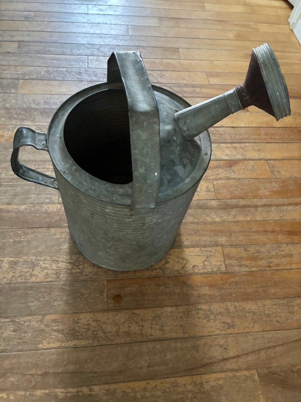 Vintage Galvanized Metal Watering Can with Rose Head